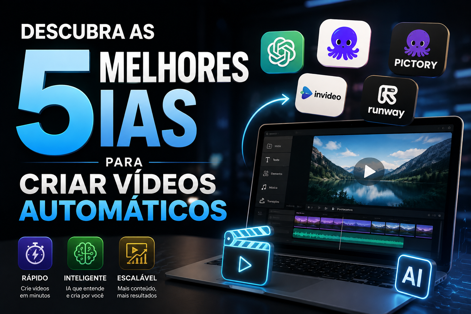 Descubra as 5 Melhoras IAs para Criar Vídeos Automáticos