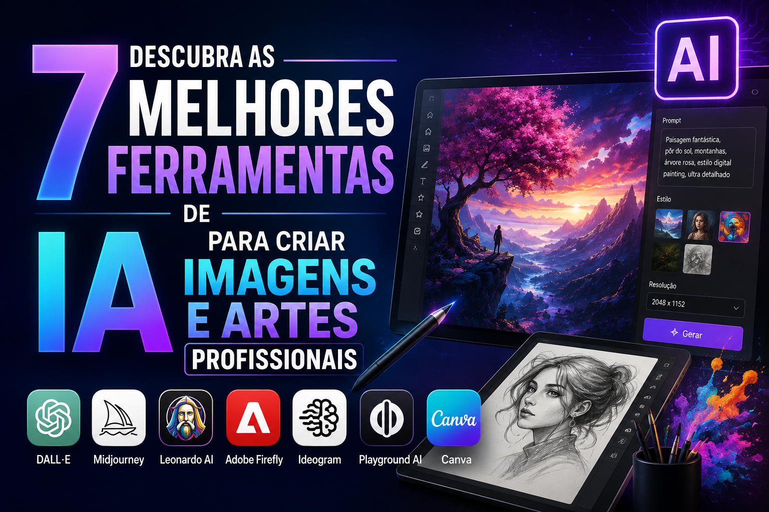 Descubra as 7 Melhores Ferramentas de IA para Criar Imagens e Artes Profissionais
