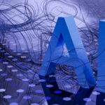 Imagem mostrando as melhores ferramentas de inteligência artificial para iniciantes, destacando tecnologias modernas como ChatGPT, Gemini, Claude e Copilot em um ambiente futurista com iluminação azul/ciano.