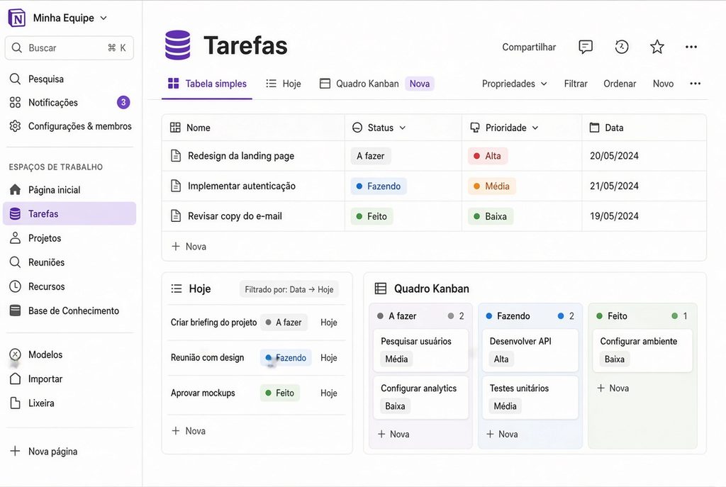 Notion o que é e como usar para tarefas (modelo simples)